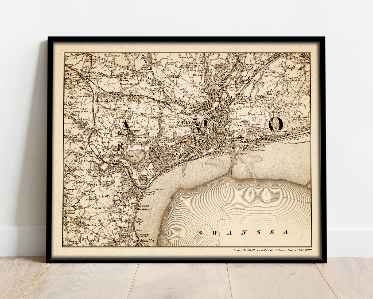 Swansea Map Old Swansea Map Vintage Map City Map Print Etsy UK