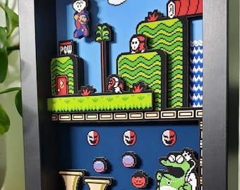 Super Mario Bros. 2 Shadow Box Diorama 3D Pop Art