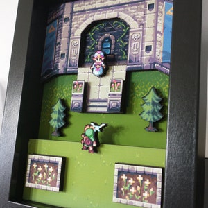 The Legend of Zelda Ocarina of Time Link Meets Zelda Shadow Box  Diorama 3D Pop Art