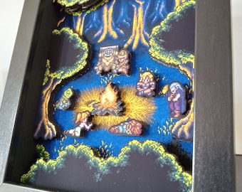 Chrono Trigger Fiona's Forest Shadow Box  Diorama 3D Pop Art