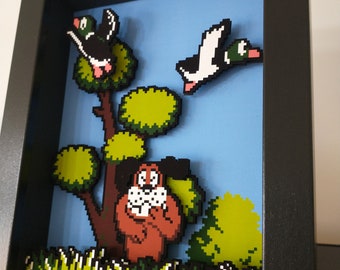Diorama de caja de sombras de Duck Hunt, arte pop 3D