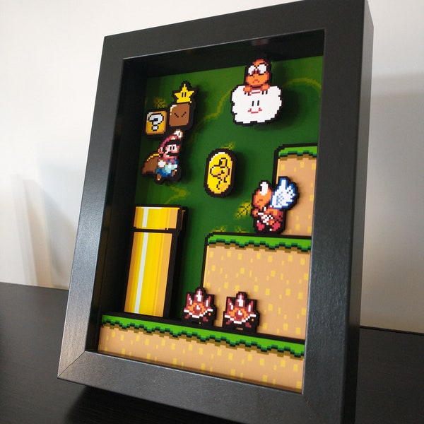 Super Mario World Shadow Box Diorama 3D Pop Art