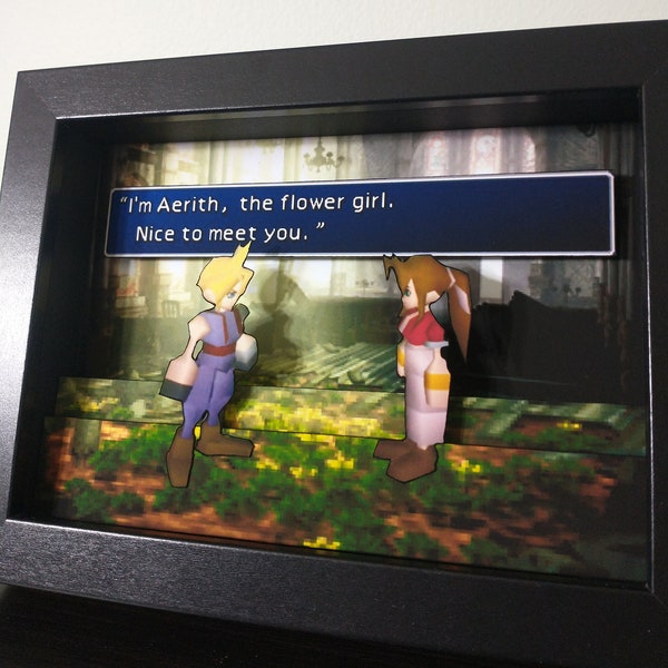 Final Fantasy 7  Shadow Box Diorama 3D Pop Art  Aerith and Cloud