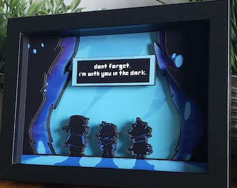 Deltarune  Shadow Box Diorama 3D Pop Art " Don’t forget. I'm with you in the dark."