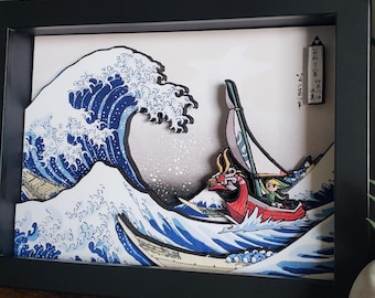 Zelda Wind Waker Wave Shadow Box Diorama, 3D Pop Art Frame