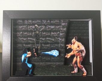 Diorama de caja de sombras de Mortal Kombat en arte pop 3D