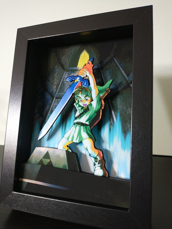 The Legend of Zelda Link to the Past Ocarina Scene Shadow Box Diorama Cube  SNES