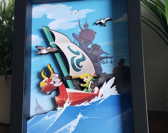 The Legend of Zelda The Wind Waker Shadow Box Diorama 3D Pop Art