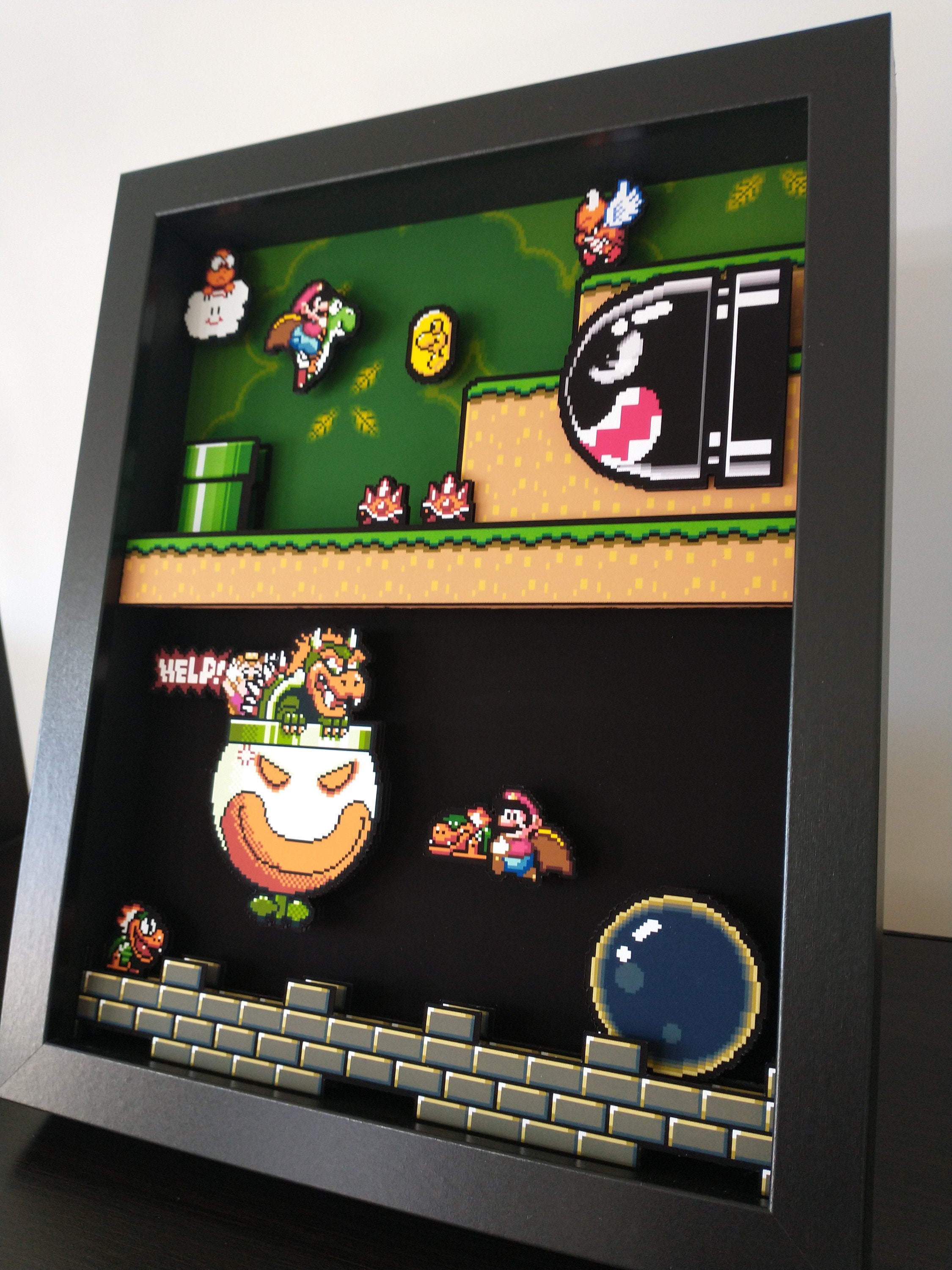 Super Mario World LARGE  Shadow Box Diorama 3D Pop Art