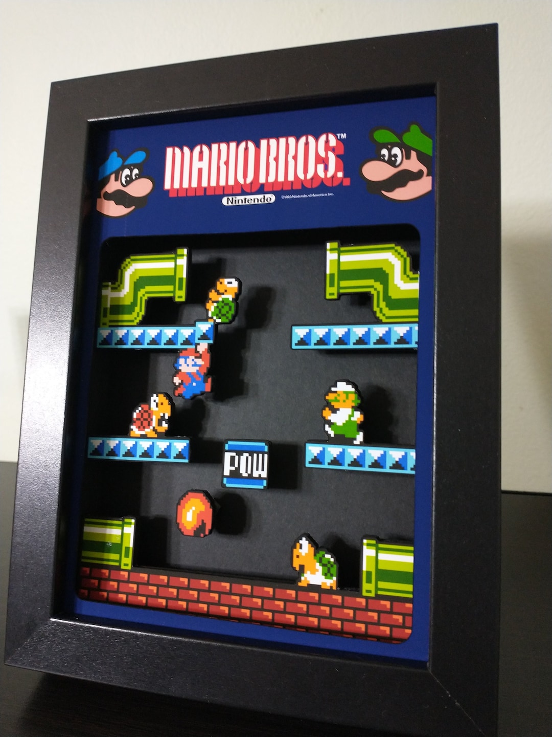 Buy Original 1983 Mario Bros NES Shadow Box Diorama 3D Pop Art