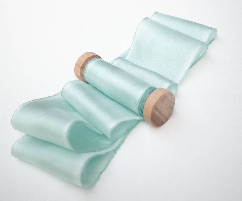 invitations wedding photography styling wedding favors Mint Silk Ribbon; Hand-dyed Silk Ribbon; Wedding bridal bouquet