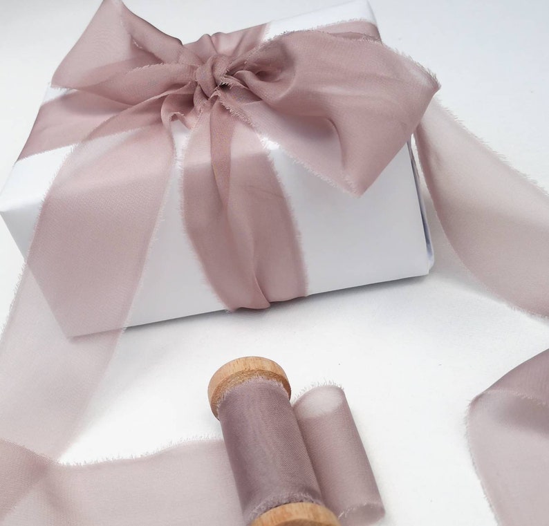 wedding favors Nude Silk Chiffon Ribbon; Hand-dyed Silk Ribbon; Wedding bridal bouquet wedding photography styling invitations