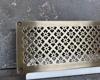 Pure Brass radiator cover - polished or aged  finish possible. Aged brass vent cover