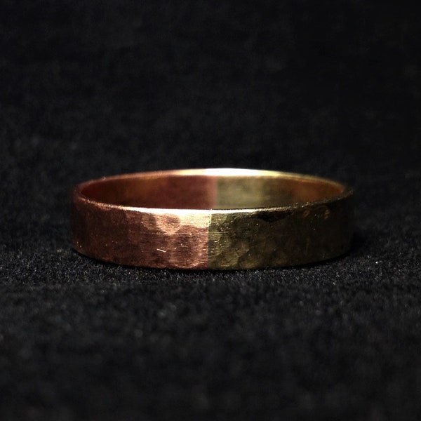 Hammered Copper - Brass Ring Not Varnished  4 mm (5/32 in) width