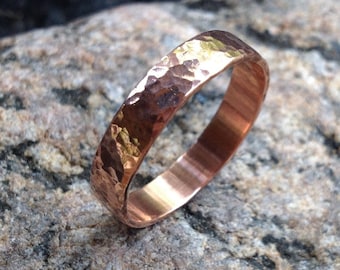 Hammered Copper Ring Not Varnished 4 mm (5/32 in) width
