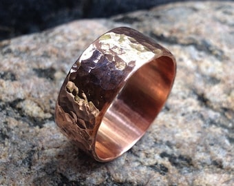 Hammered Copper Ring Not Varnished 8 mm (5/16 in) width