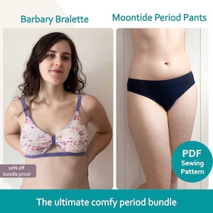 The Ultimate Comfy Period Bundle includes the Moontide Period Pants and Barbary Bralette Sewing Pattern - DIY Lingerie - underwear