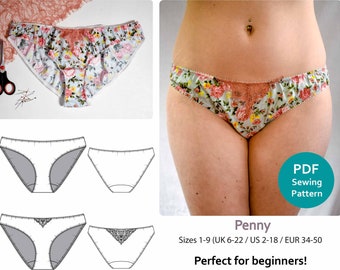 Sewing Pattern Penny Knickers/Panties Digital Download - Sew Projects - DIY Lingerie - women's sewing pattern - underwear pattern-UK pattern