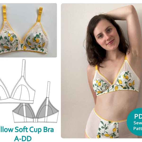 Bra Soft Cup Sewing Pattern // PDF Digital Pattern. Willow Soft Cup Bra by Sew Projects.