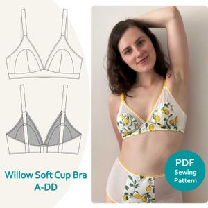 Soft Bra Sewing Pattern // PDF Digital Pattern. Willow Soft Cup Bra by Sew Projects. -Sew Lingerie - make underwear - Bralette