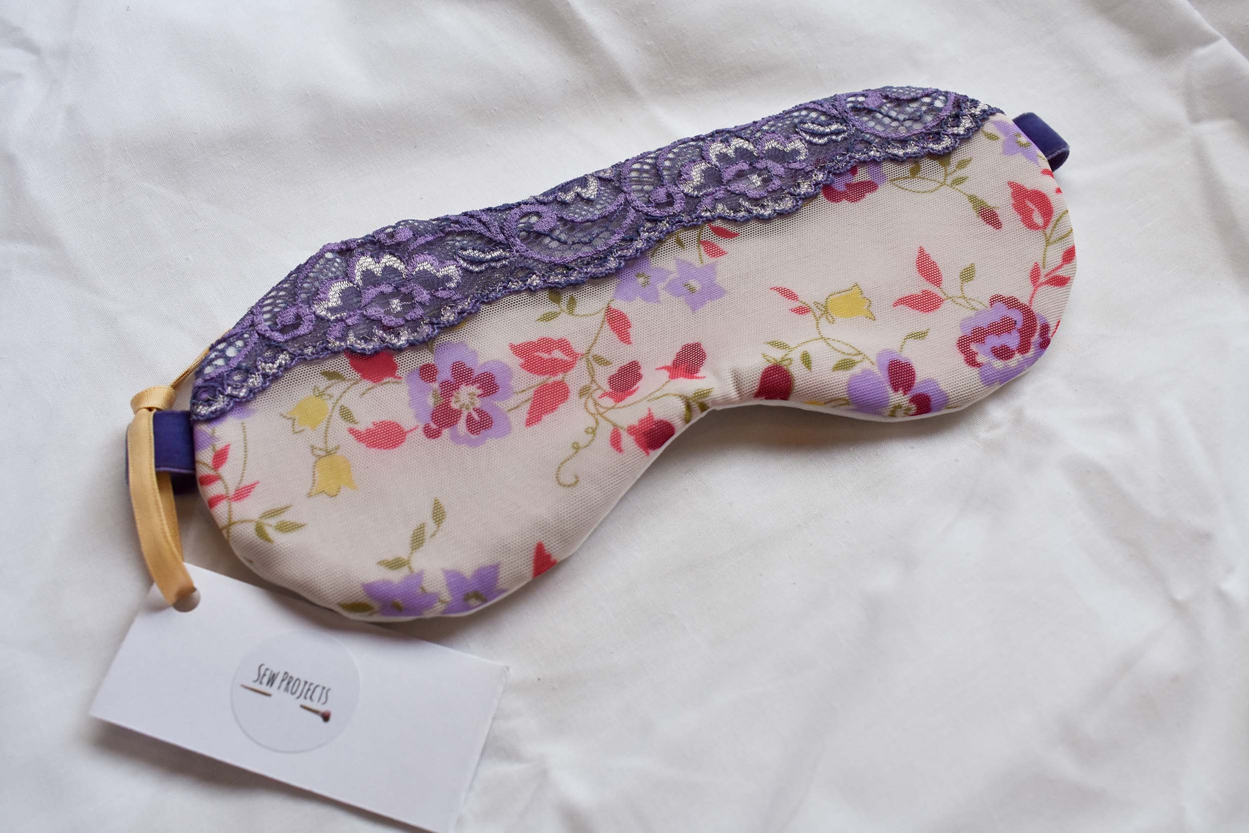 Pretty Floral and Lace Sleep Mask with Organic Cotton a Etsy