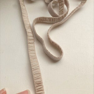 Bra strap satin elastic, beige with a gathered look / 4 meter per quantity- Sewing Supplies - Bra making