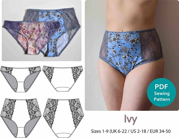 Lace Back Briefs Sewing Pattern 6-16 Instant PDF Download Digital Panties  Pattern With Instructions Folded Edge Underwear How to Sew 