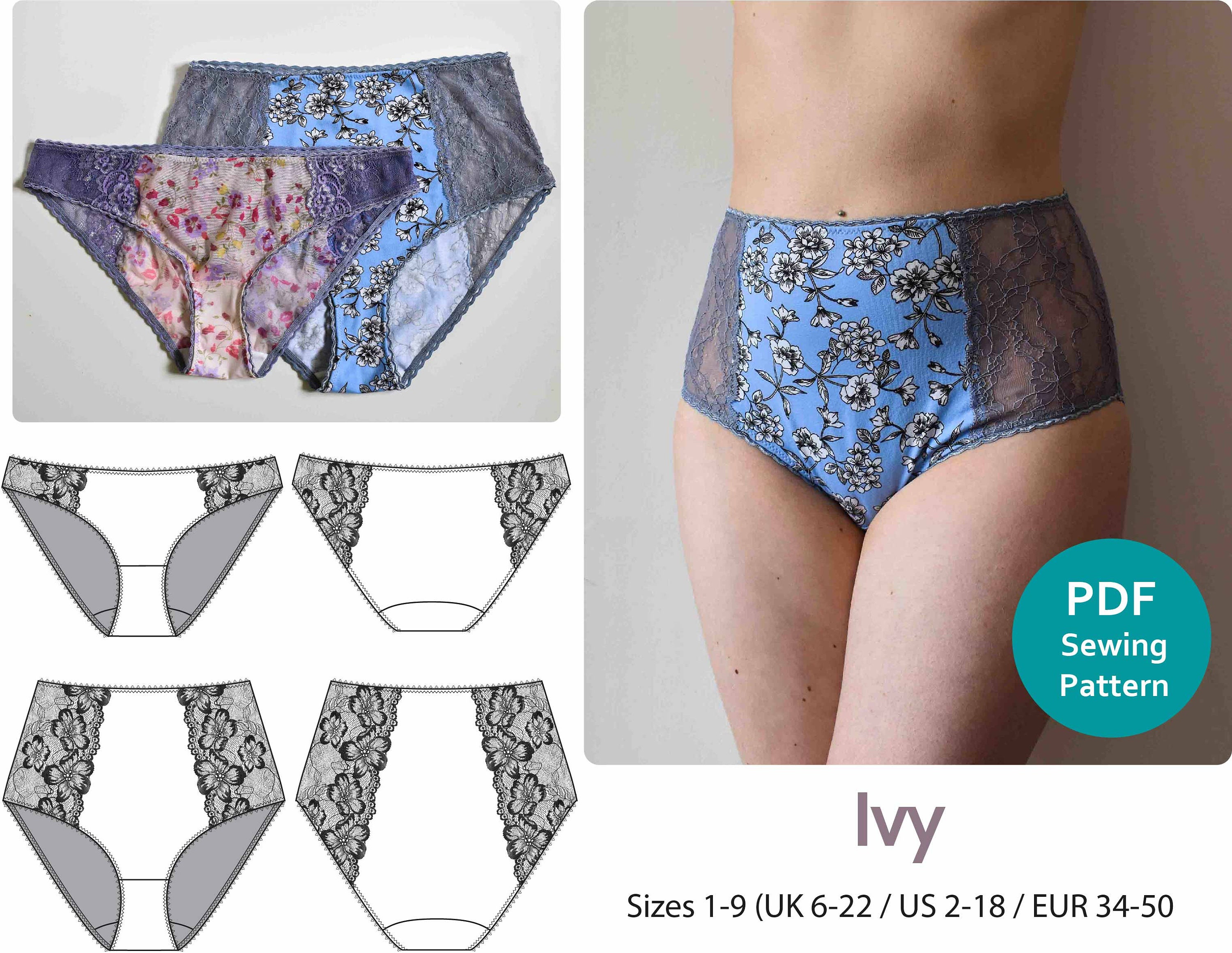 Linen panties sewing pattern, No elastic underwear pattern - Inspire Uplift