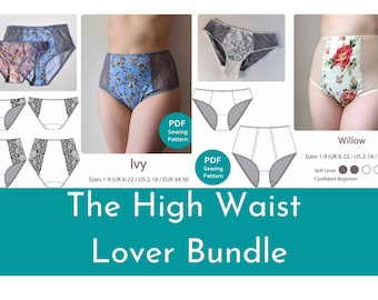 The High Waist Lover Bundle includes the Willow and Ivy Knicker Sewing Pattern - DIY Lingerie - underwear - vintage style