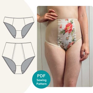 High Waist Knickers/Panties Sewing Pattern// Willow Instant PDF Digital Download - Underwear pattern with a vintage style. Two variations.