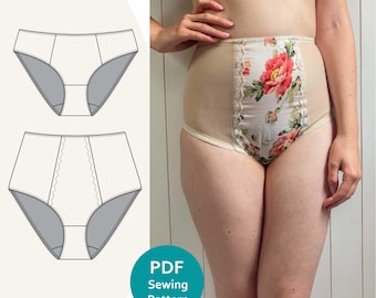 High Waist Knickers/Panties Sewing Pattern// Willow Instant PDF Digital Download - Underwear pattern with a vintage style. Two variations.