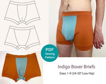 Sewing Pattern Boxer Briefs/Shorts - Digital Download- Mens underwear pattern - sew underwear - comfy stretch pattern -