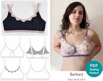 Bralette Sewing Pattern // PDF Digital Pattern. This is a soft bra, crop top, bandeau style. Barbary Bralette by Sew Projects.