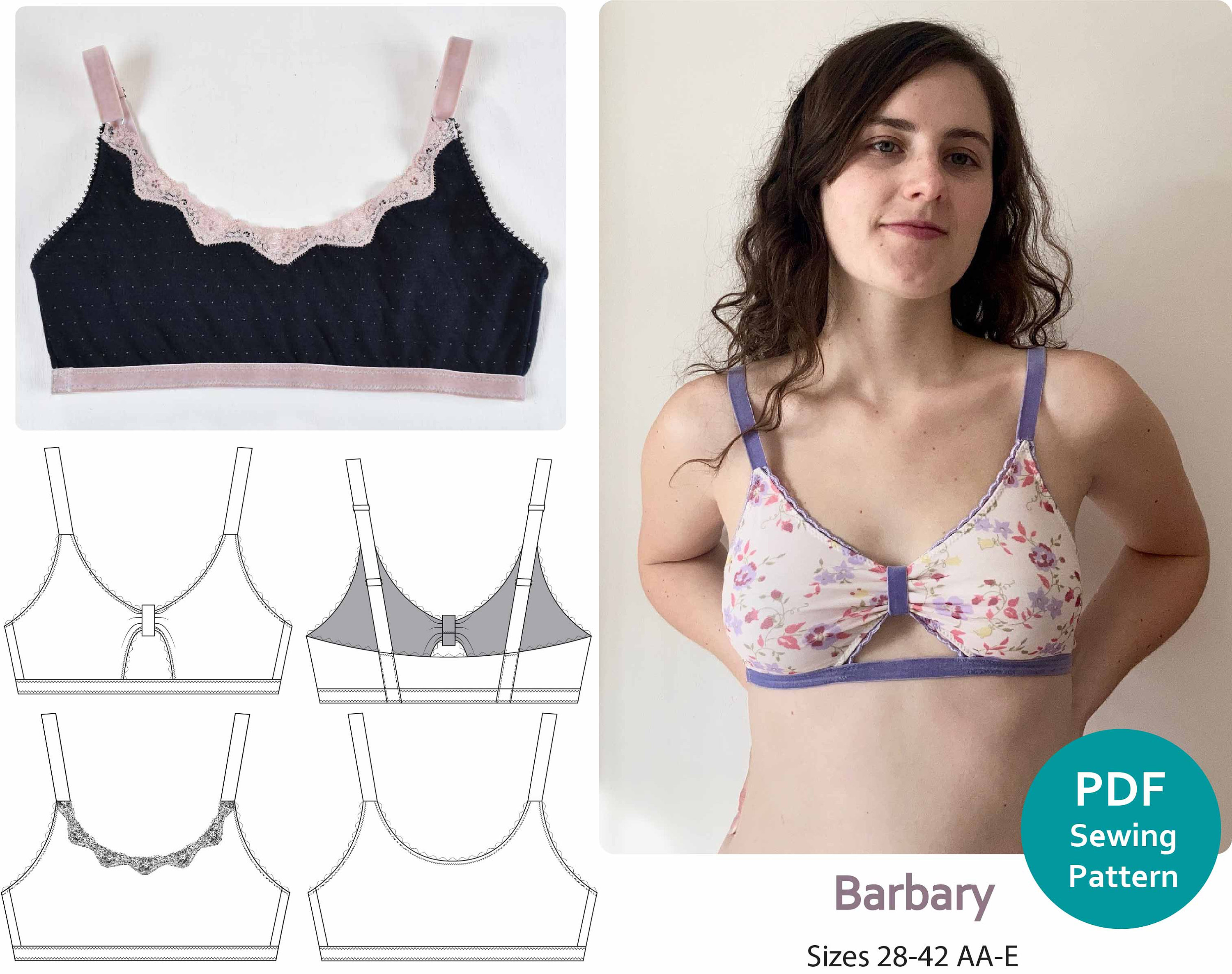 Racerback Bralette PDF Sewing Pattern Bra Pattern, Comfy Bralette,  Racerback Pattern, Lingerie Pattern, Bra PDF, Comfy Bra Pattern, Comfy 