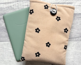 Flower Cord Corduroy Handmade Kindle E-Reader Sleeve / Pouch