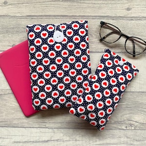 Love Heart handgjord Kindle e-läsare fodral/påse & läsglasögon solglasögon fodral presentset