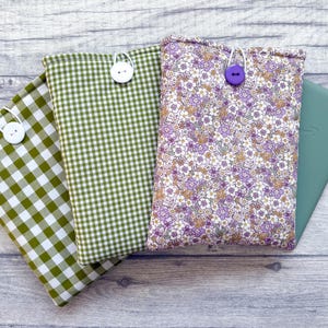 Gingham & Floral Handmade Kindle E-Reader Sleeve / Pouch