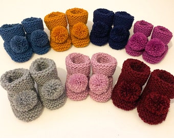 Hand Knitted Baby Booties / Bootees - Various Colours - 0-3 months or 3-6 months