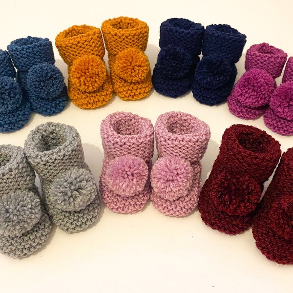 Hand Knitted Baby Booties / Bootees - Various Colours - 0-3 months or 3-6 months