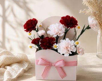 DIY Carnation Daisy Paper Flower Kit, Beginner Crepe Craft Box (Video Tutorial)
