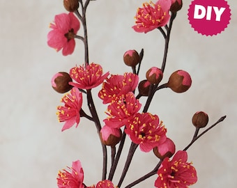 DIY Paper Flower Kit – Crepe Paper Plum Blossom Craft – Handmade Floral Art Kit for Beginners – Paper Botanical Decor & Gift