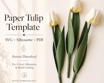 Paper Tulip Template SVG | Printable PDF Flower Pattern for Gifts & Home Decor