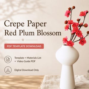 Crepe Paper Plum Blossom Template, Red Flower DIY Pattern (Digital Download)
