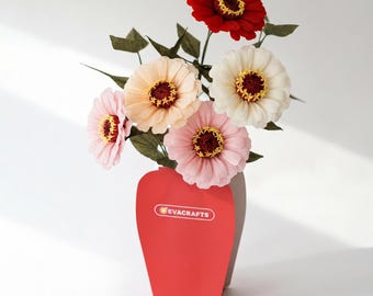Zinnia Crepe Paper Flower DIY Kit, 6 Flowers, 4 Colors, Video Tutorial