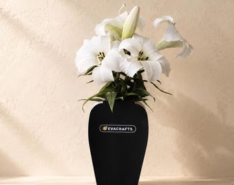 DIY Crepe Paper Lily Kit, Make 5 Blooms, 2 Buds, Black Vase Included, Beginner Craft