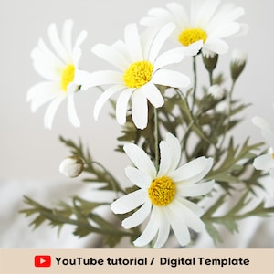 Digital Template- Handmade Crepe paper DAISY Digital Template with video tutorial