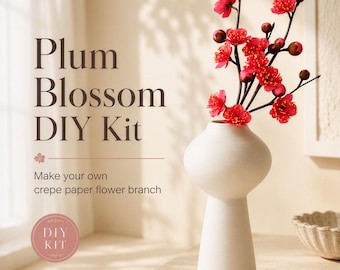 DIY Crepe Paper Plum Blossom Branch Kit, Handmade Floral Craft Project