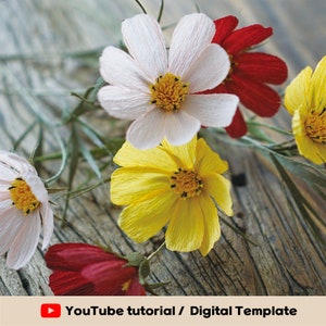 EVACRAFTS/Digital Template- Handmade Crepe paper COSMOS Digital Template with video tutorial