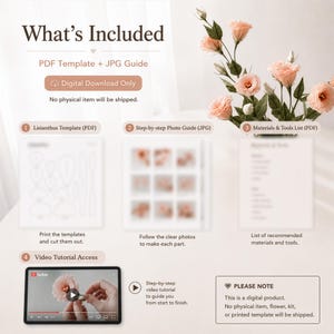 Lisianthus Crepe Paper Flower Template, Hand Cut PDF Pattern, Eustoma Paper Flower Tutorial, Digital Download image 3