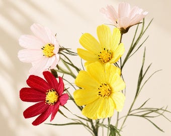 Cosmos Paper Flower Craft Kit, Crepe Paper DIY Bouquet Making (Video Tutorial)